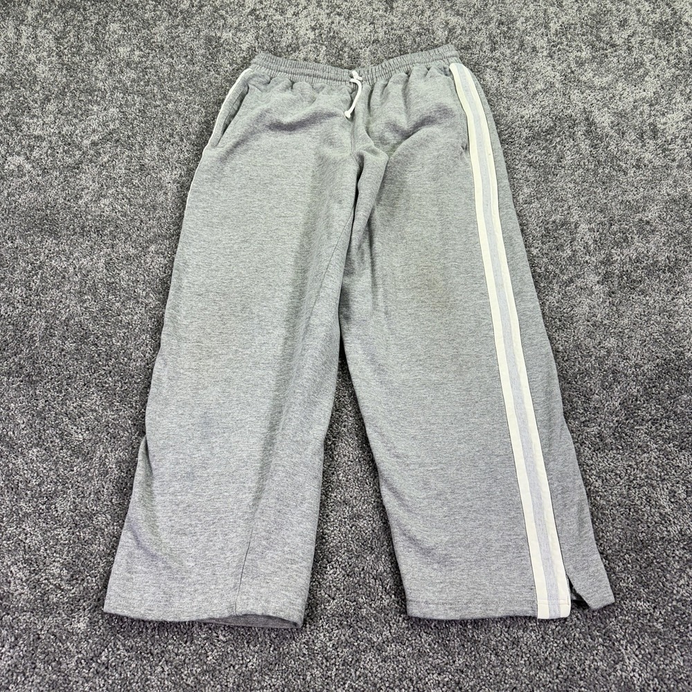 J. America Sweatpants Mens 2XL Gray Fleece Elastic Waist Side Stripe Casual City